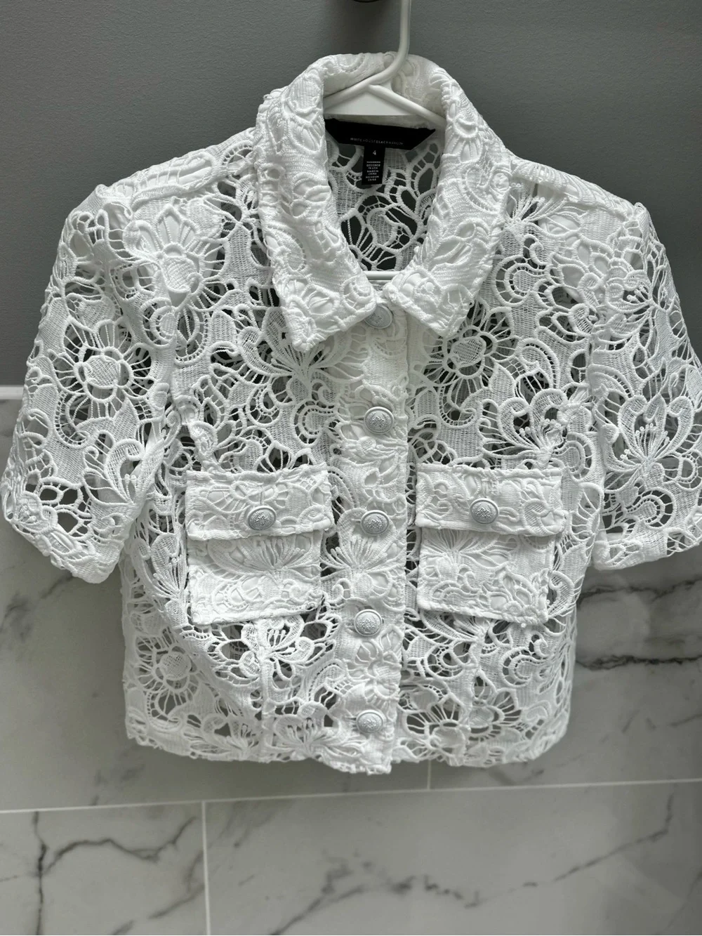 White House Black Market Lace Button up jacket - Picture 5 of 7